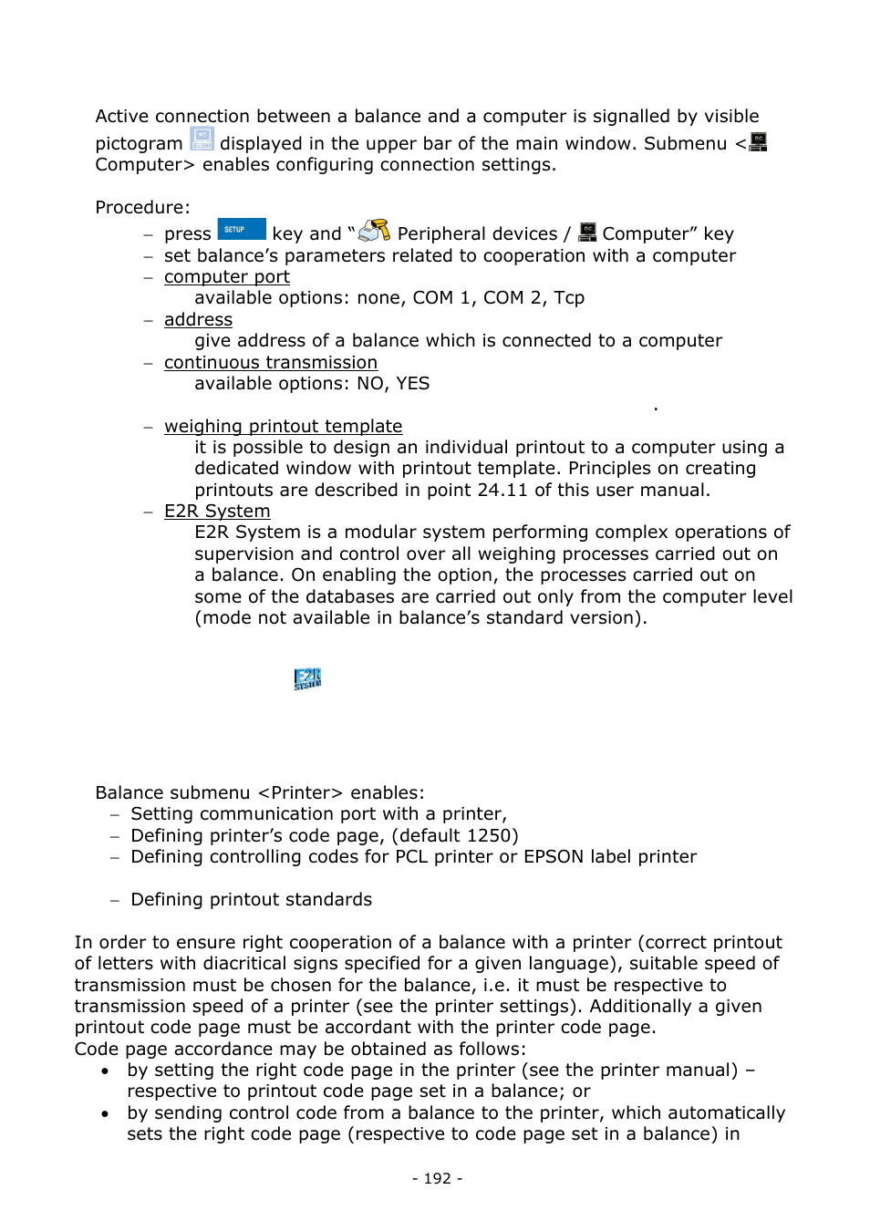 Computer, Printer, Computer 31.2. printer | RADWAG BALANCES 3Y SERIES User Manual | Page 192 / 246