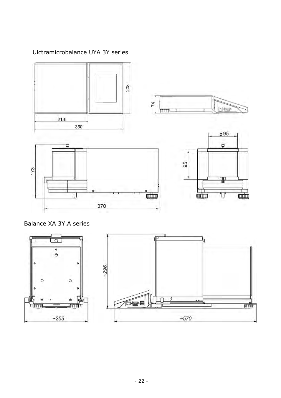 Balance design, Dimensions | RADWAG BALANCES 3Y SERIES User Manual | Page 22 / 246