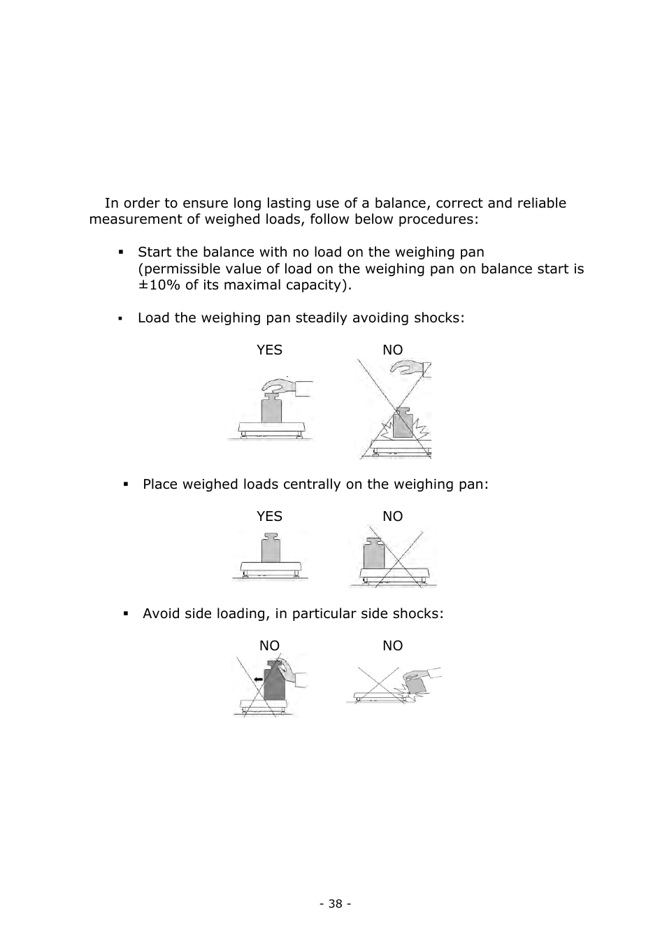 Means of correct weighing procedure | RADWAG BALANCES 3Y SERIES User Manual | Page 38 / 246