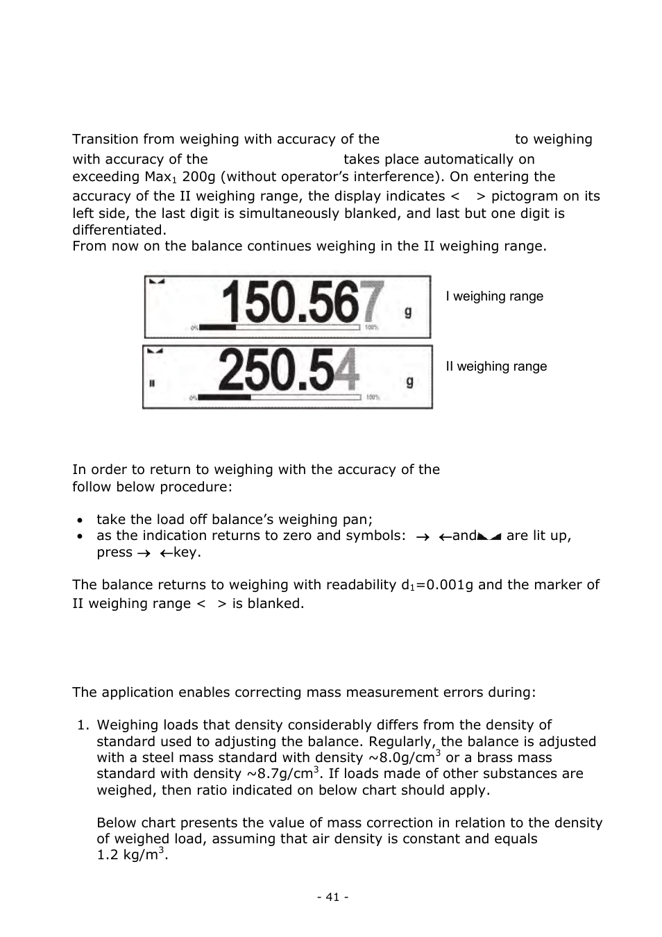 Use of air buoyancy compensation factor | RADWAG BALANCES 3Y SERIES User Manual | Page 41 / 246