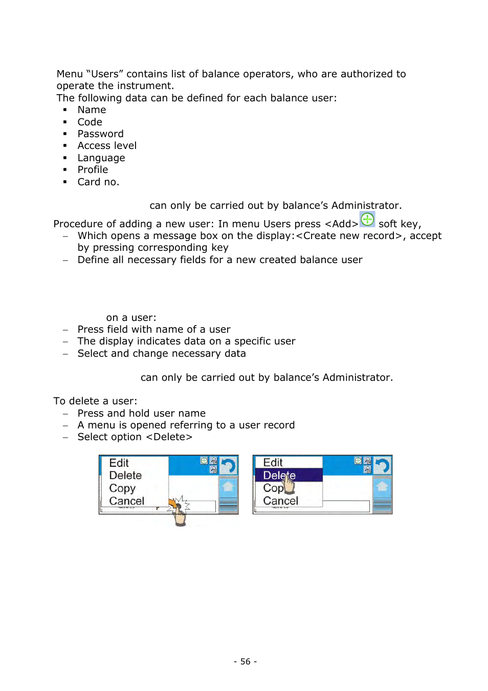 Users | RADWAG BALANCES 3Y SERIES User Manual | Page 56 / 246
