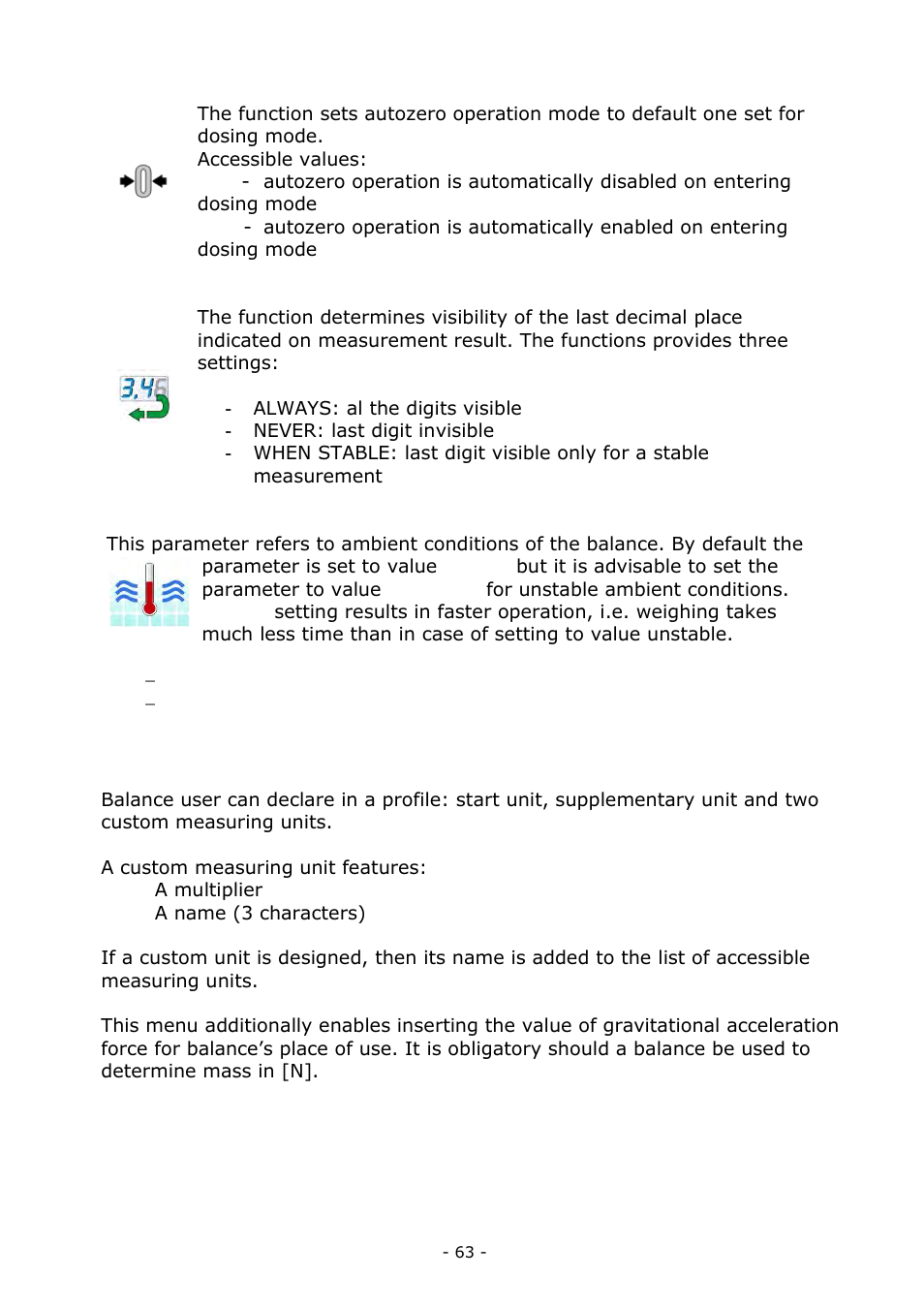 Measuring units | RADWAG BALANCES 3Y SERIES User Manual | Page 63 / 246