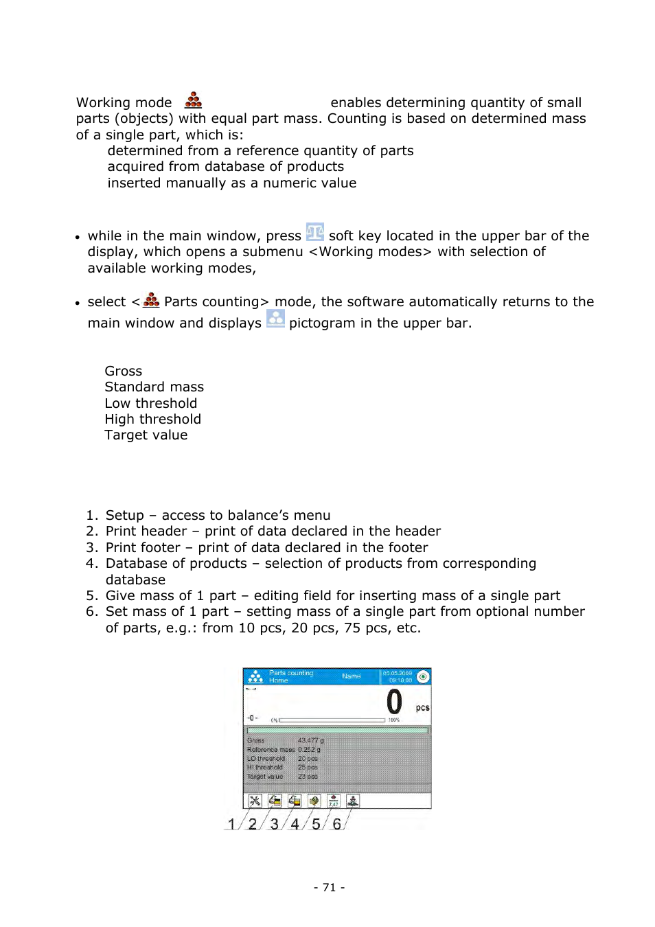 Parts counting | RADWAG BALANCES 3Y SERIES User Manual | Page 71 / 246