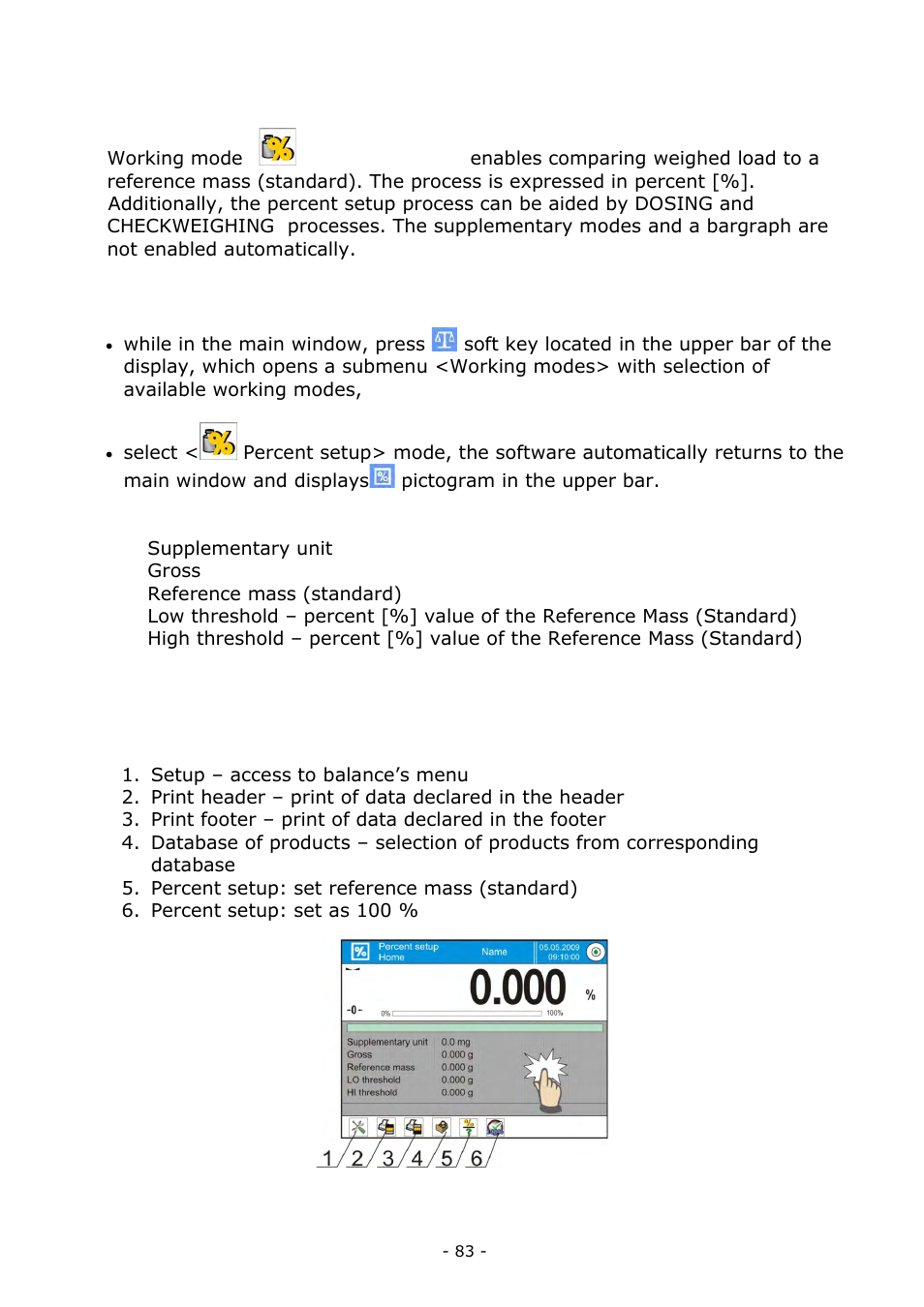 Percent setup | RADWAG BALANCES 3Y SERIES User Manual | Page 83 / 246