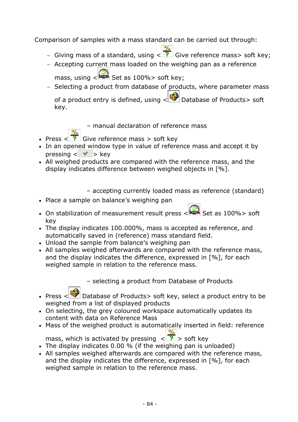 Comparison of sample and (reference) mass standard | RADWAG BALANCES 3Y SERIES User Manual | Page 84 / 246