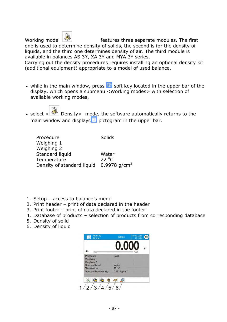 Density | RADWAG BALANCES 3Y SERIES User Manual | Page 87 / 246