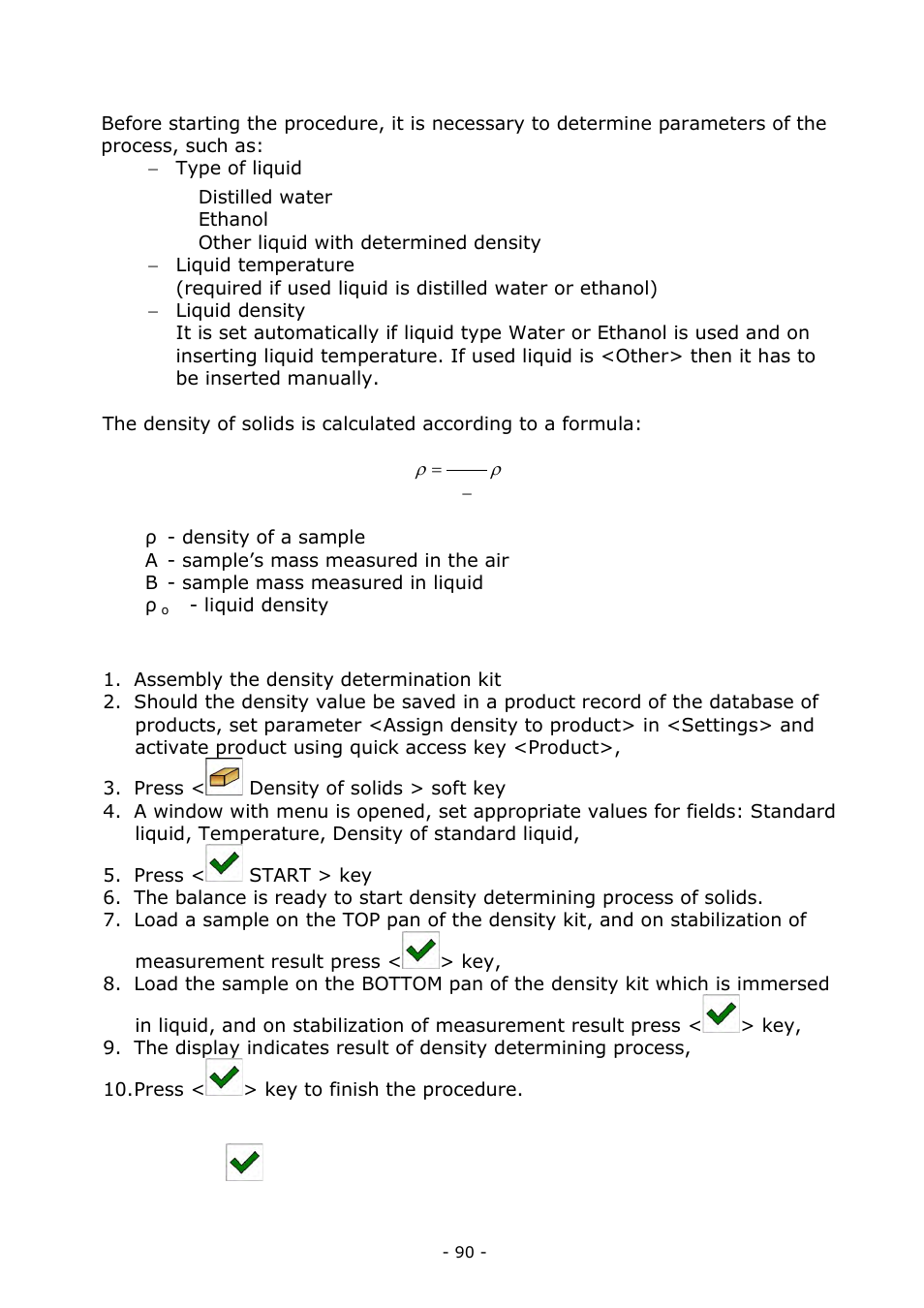 Determining density of solid object | RADWAG BALANCES 3Y SERIES User Manual | Page 90 / 246