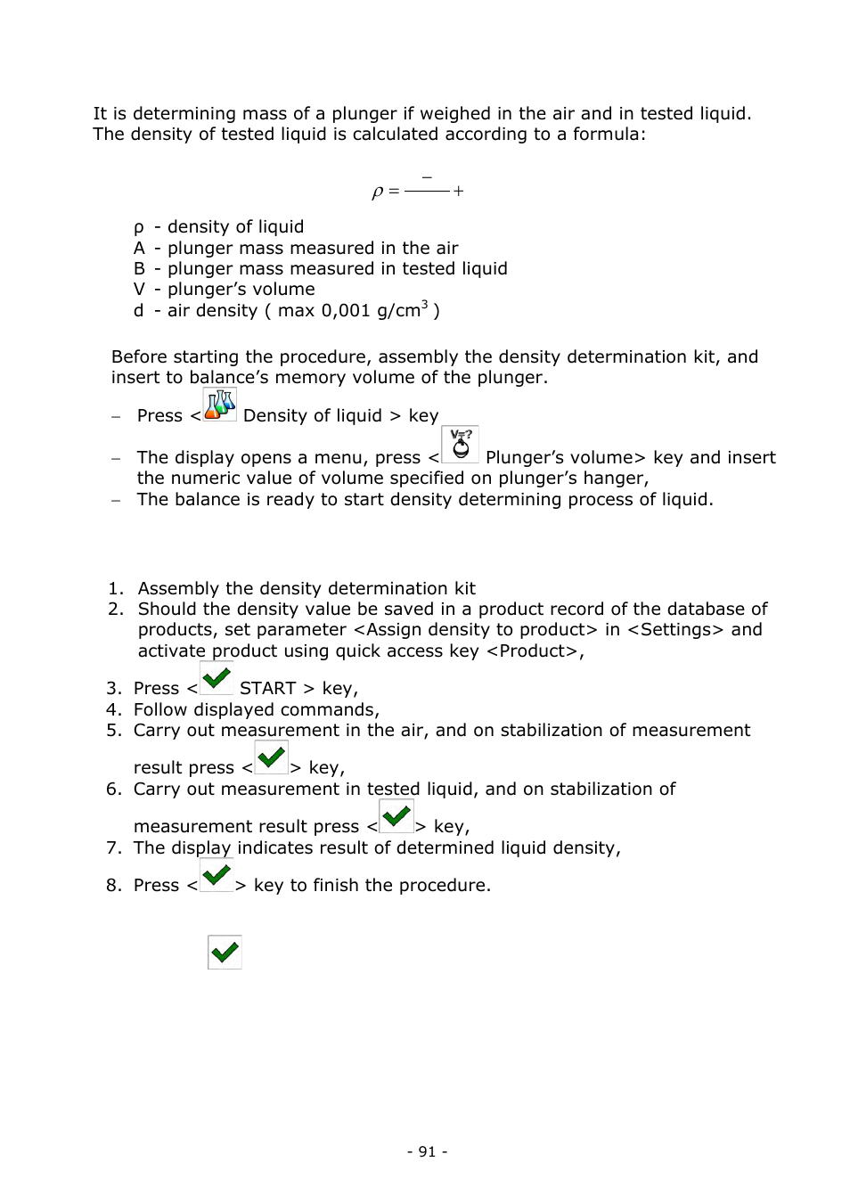 Determining density of liquids | RADWAG BALANCES 3Y SERIES User Manual | Page 91 / 246