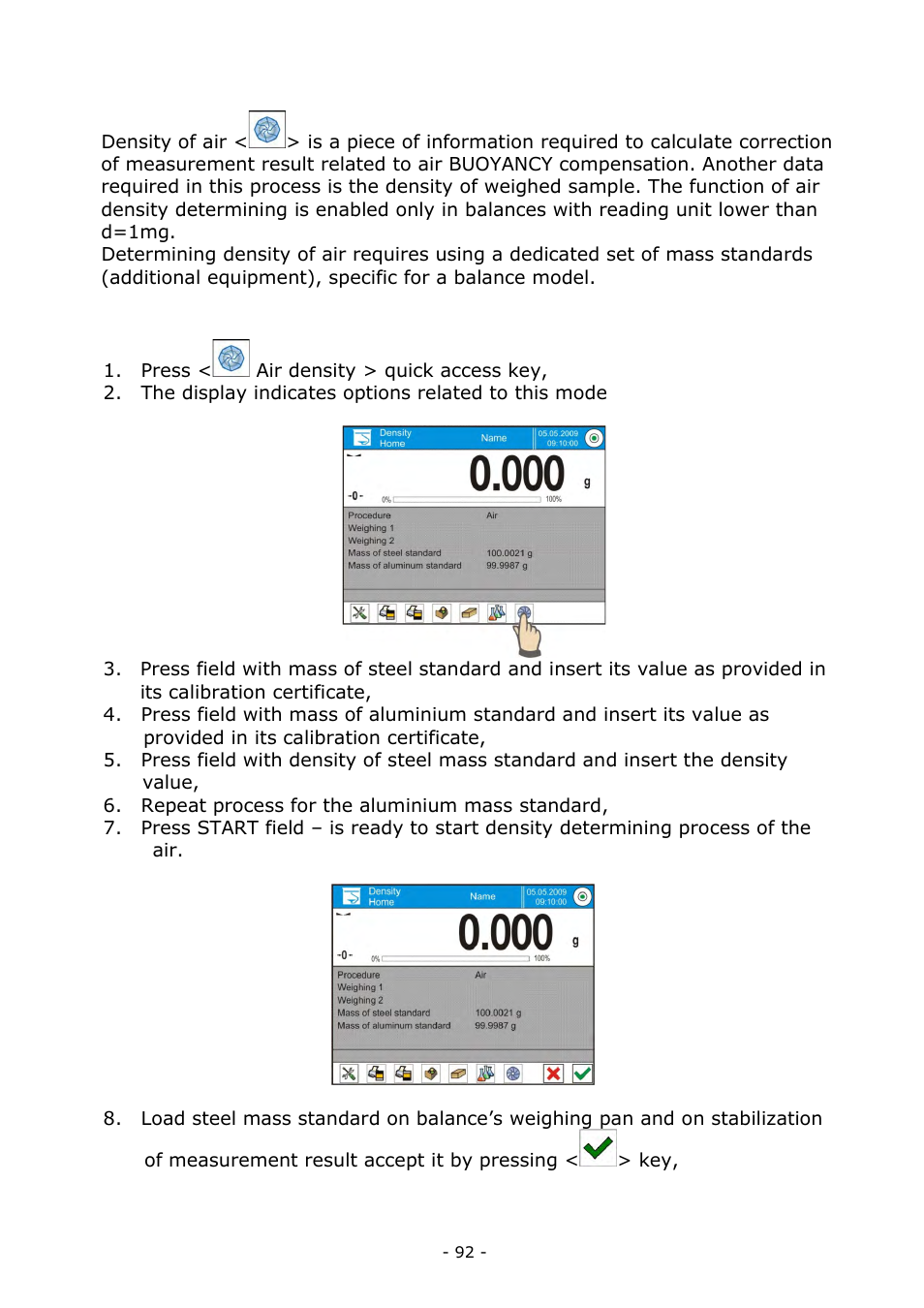 Density of air | RADWAG BALANCES 3Y SERIES User Manual | Page 92 / 246