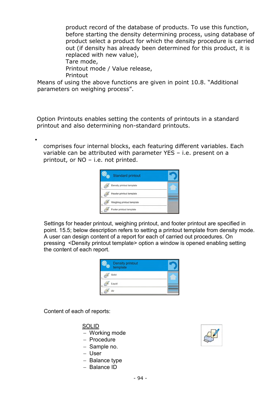 Printouts | RADWAG BALANCES 3Y SERIES User Manual | Page 94 / 246