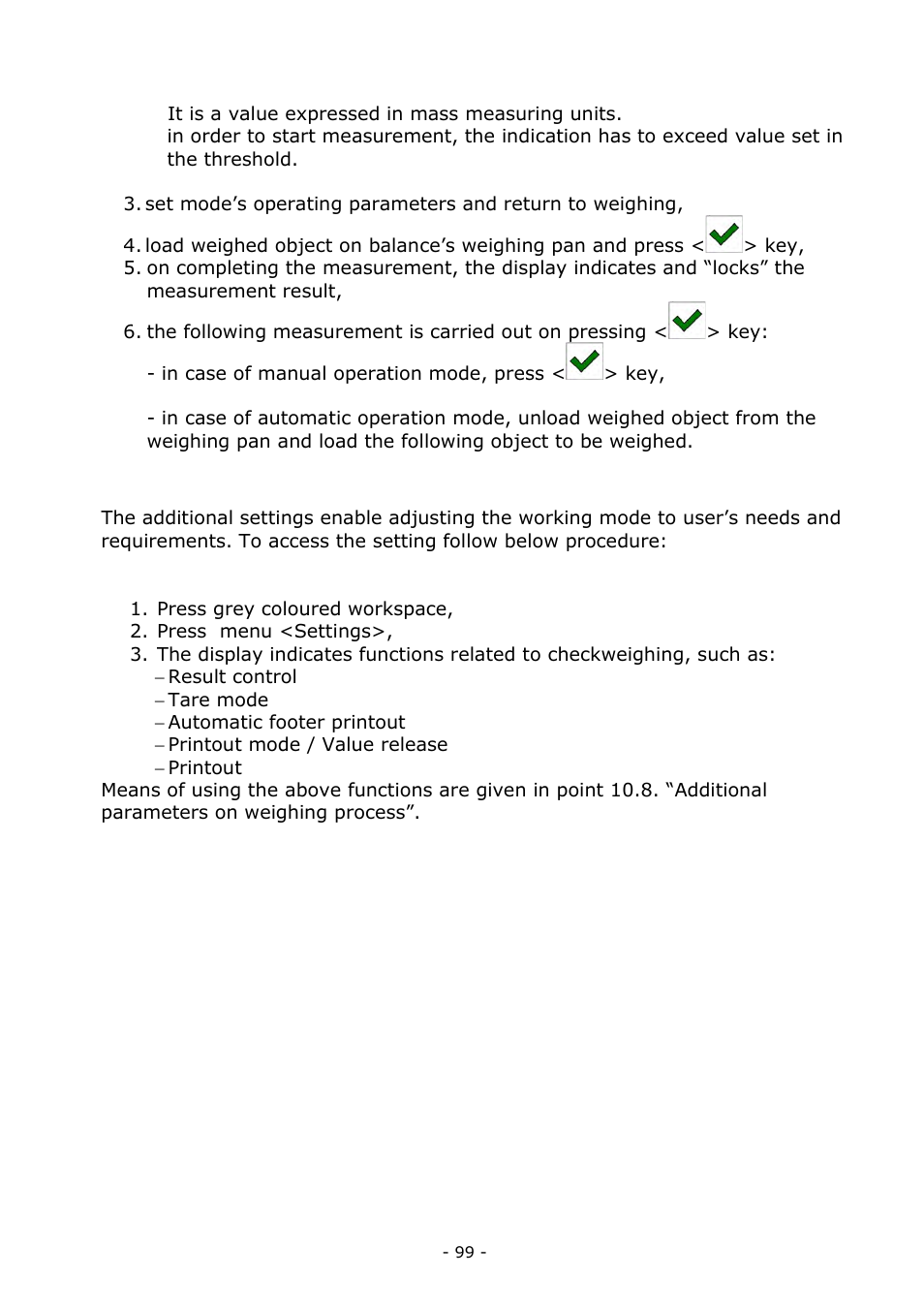 Additional settings of animal weighing mode | RADWAG BALANCES 3Y SERIES User Manual | Page 99 / 246