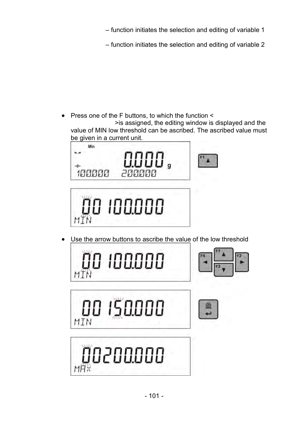 Declaration of mass thresholds | RADWAG PS 510.R2.CT Carat Balance User Manual | Page 101 / 174
