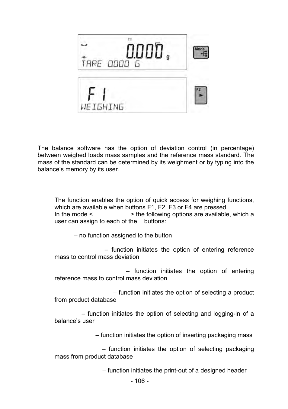 Returning to the weighing mode, 5 deviations % against the mass of the standard, Deviations % against the mass of the standard | RADWAG PS 510.R2.CT Carat Balance User Manual | Page 106 / 174