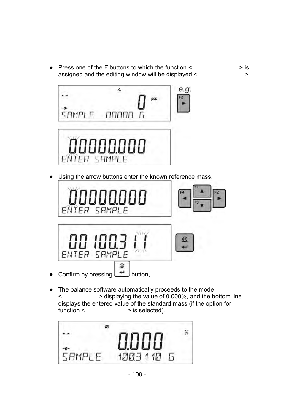 Setup for reference mass by typing its mass | RADWAG PS 510.R2.CT Carat Balance User Manual | Page 108 / 174