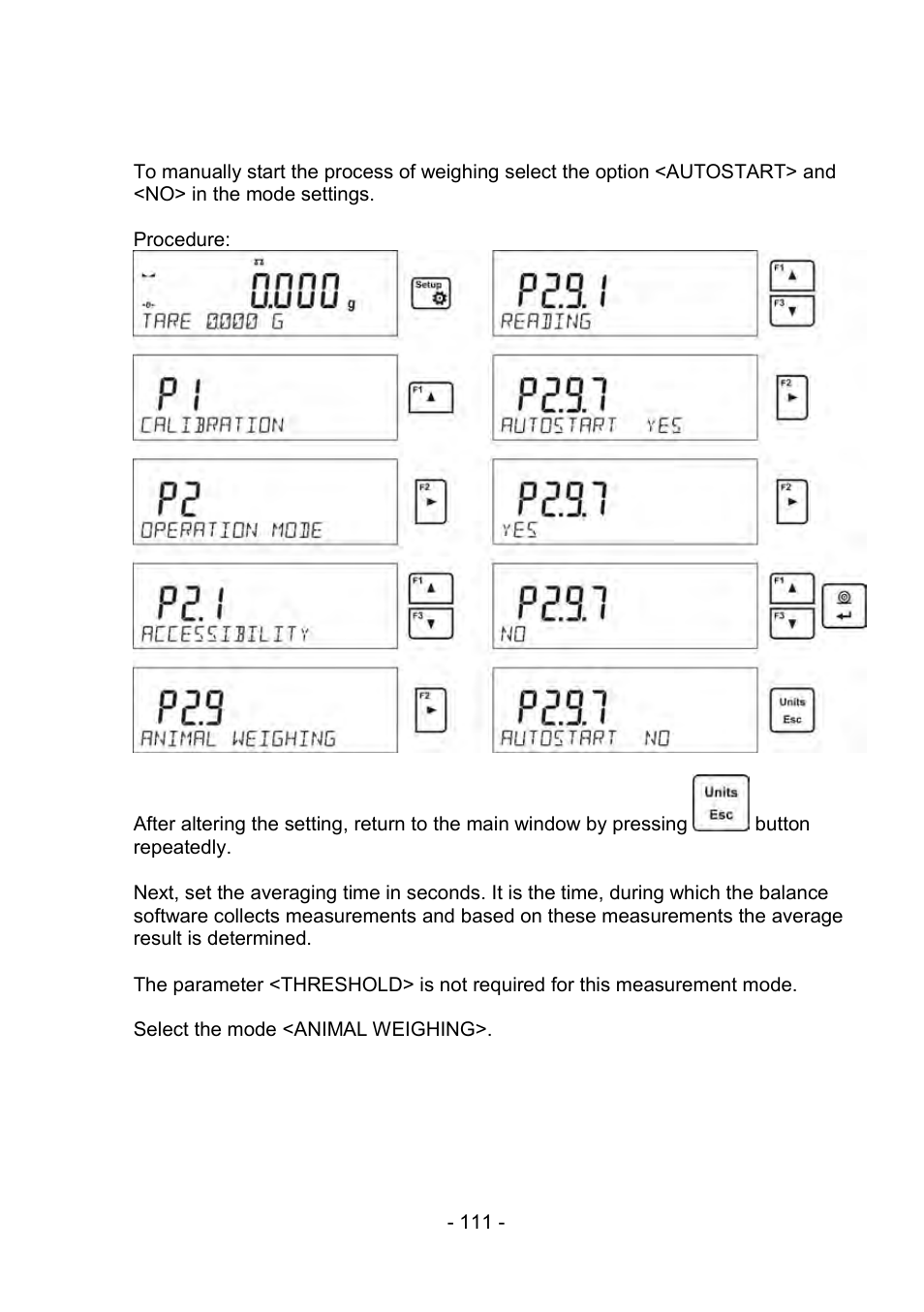 Method of operation to manually start the process | RADWAG PS 510.R2.CT Carat Balance User Manual | Page 111 / 174