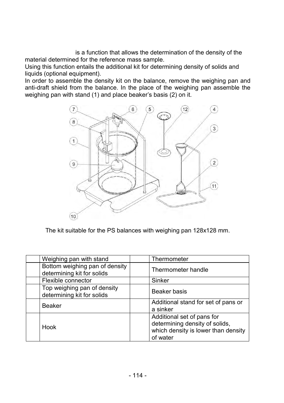 7 density of solids, Density of solids | RADWAG PS 510.R2.CT Carat Balance User Manual | Page 114 / 174