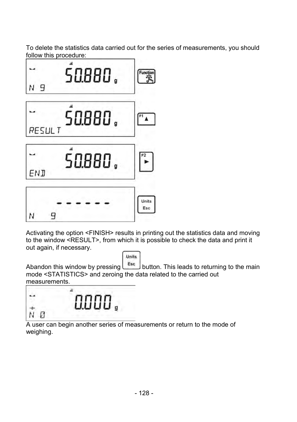 Deleting statistics | RADWAG PS 510.R2.CT Carat Balance User Manual | Page 128 / 174
