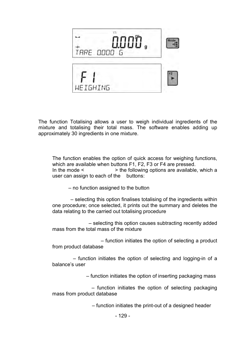 Returning to the weighing mode, 10 totalising, Totalising | RADWAG PS 510.R2.CT Carat Balance User Manual | Page 129 / 174