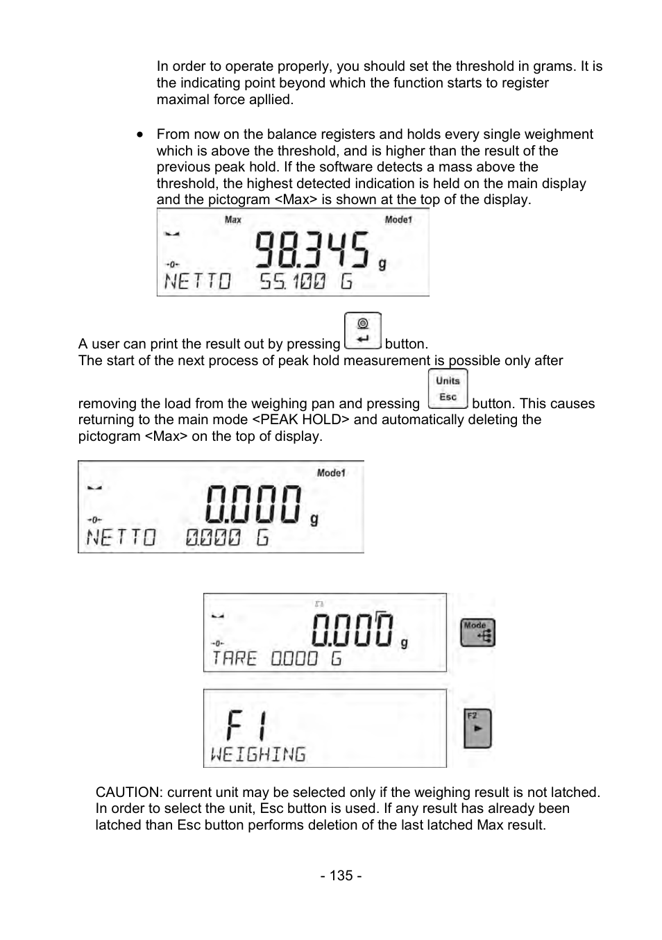 Returning to the weighing mode | RADWAG PS 510.R2.CT Carat Balance User Manual | Page 135 / 174