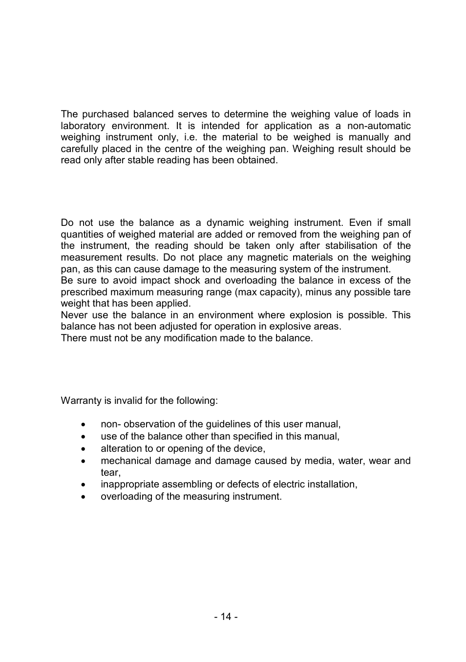 2 basic information, 1 intended use, 2 inappropriate use | 3 warranty, Basic information, Intended use, Inappropriate use, Warranty | RADWAG PS 510.R2.CT Carat Balance User Manual | Page 14 / 174