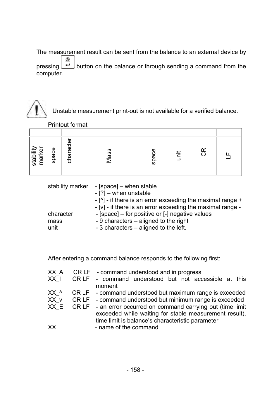 2 format of data setting, 3 format of data sent on pressing of print button, Format of data setting | Format of data sent on pressing of print button, Computer | RADWAG PS 510.R2.CT Carat Balance User Manual | Page 158 / 174