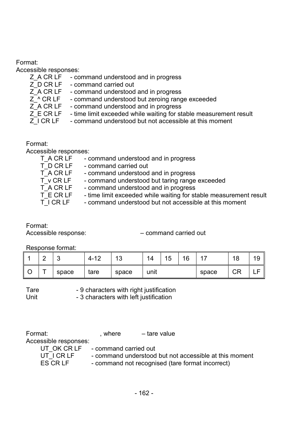 3 commands description, Commands description | RADWAG PS 510.R2.CT Carat Balance User Manual | Page 162 / 174
