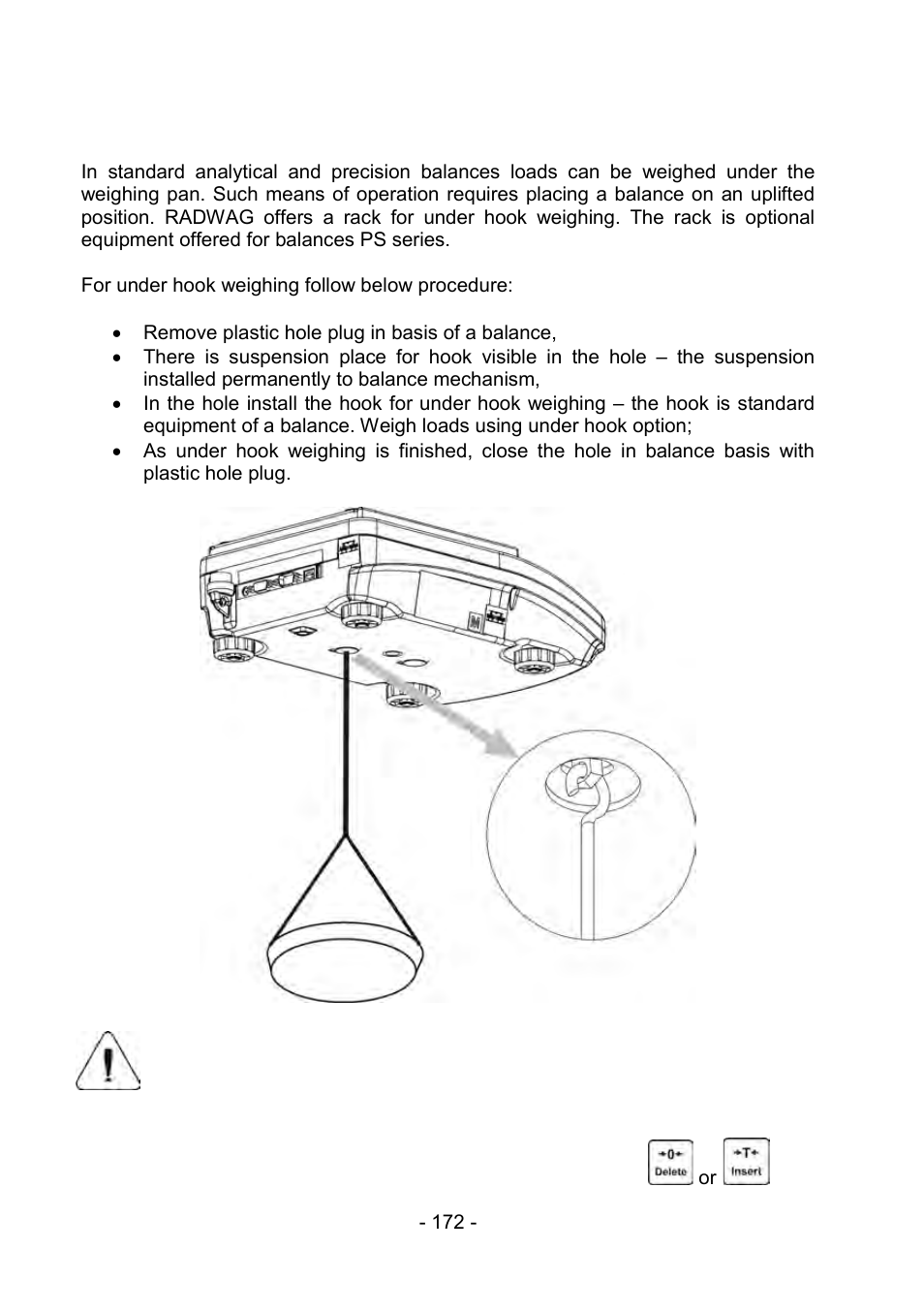 24 under hook weighing, Under hook weighing | RADWAG PS 510.R2.CT Carat Balance User Manual | Page 172 / 174