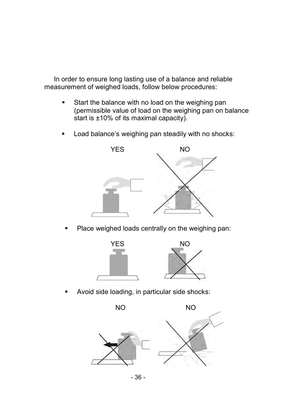10 weighing, 1 required weighing procedures, Weighing | Required weighing procedures | RADWAG PS 510.R2.CT Carat Balance User Manual | Page 36 / 174