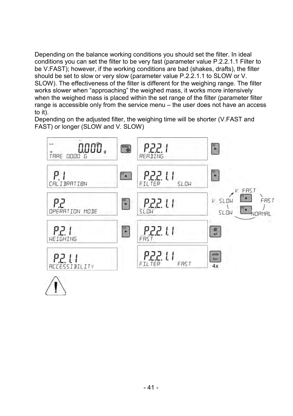 Setting level of filtering | RADWAG PS 510.R2.CT Carat Balance User Manual | Page 41 / 174