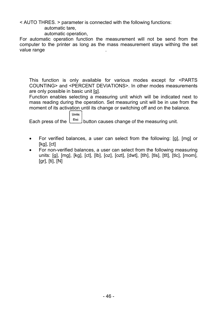 Temporary measuring unit | RADWAG PS 510.R2.CT Carat Balance User Manual | Page 46 / 174