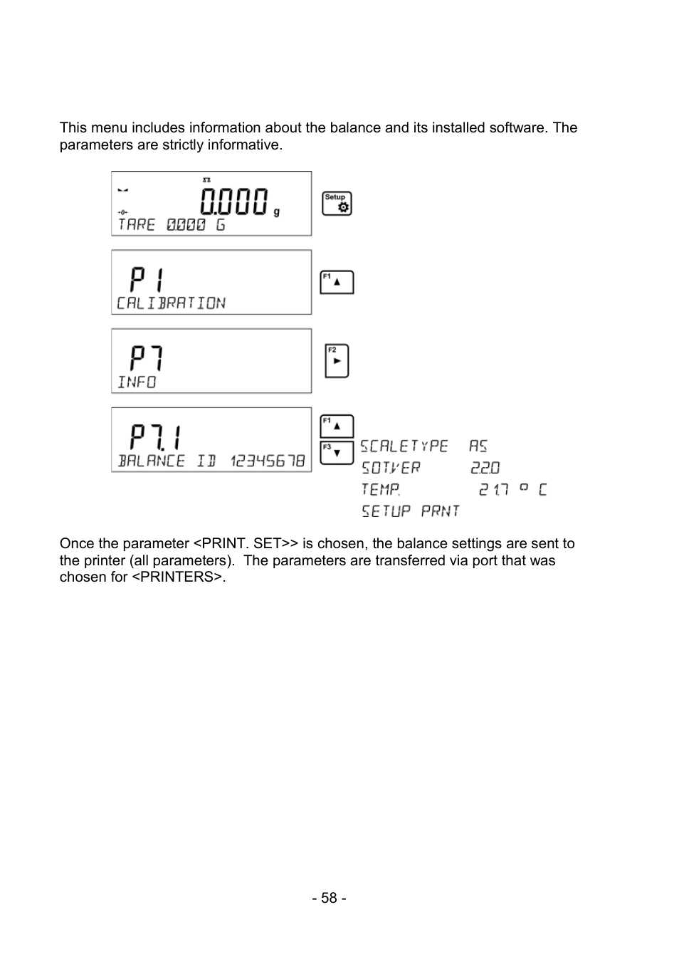 13 information about the balance, Information about the balance | RADWAG PS 510.R2.CT Carat Balance User Manual | Page 58 / 174