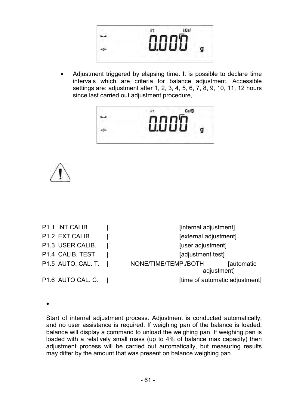 2 menu adjustment settings, Menu adjustment settings | RADWAG PS 510.R2.CT Carat Balance User Manual | Page 61 / 174