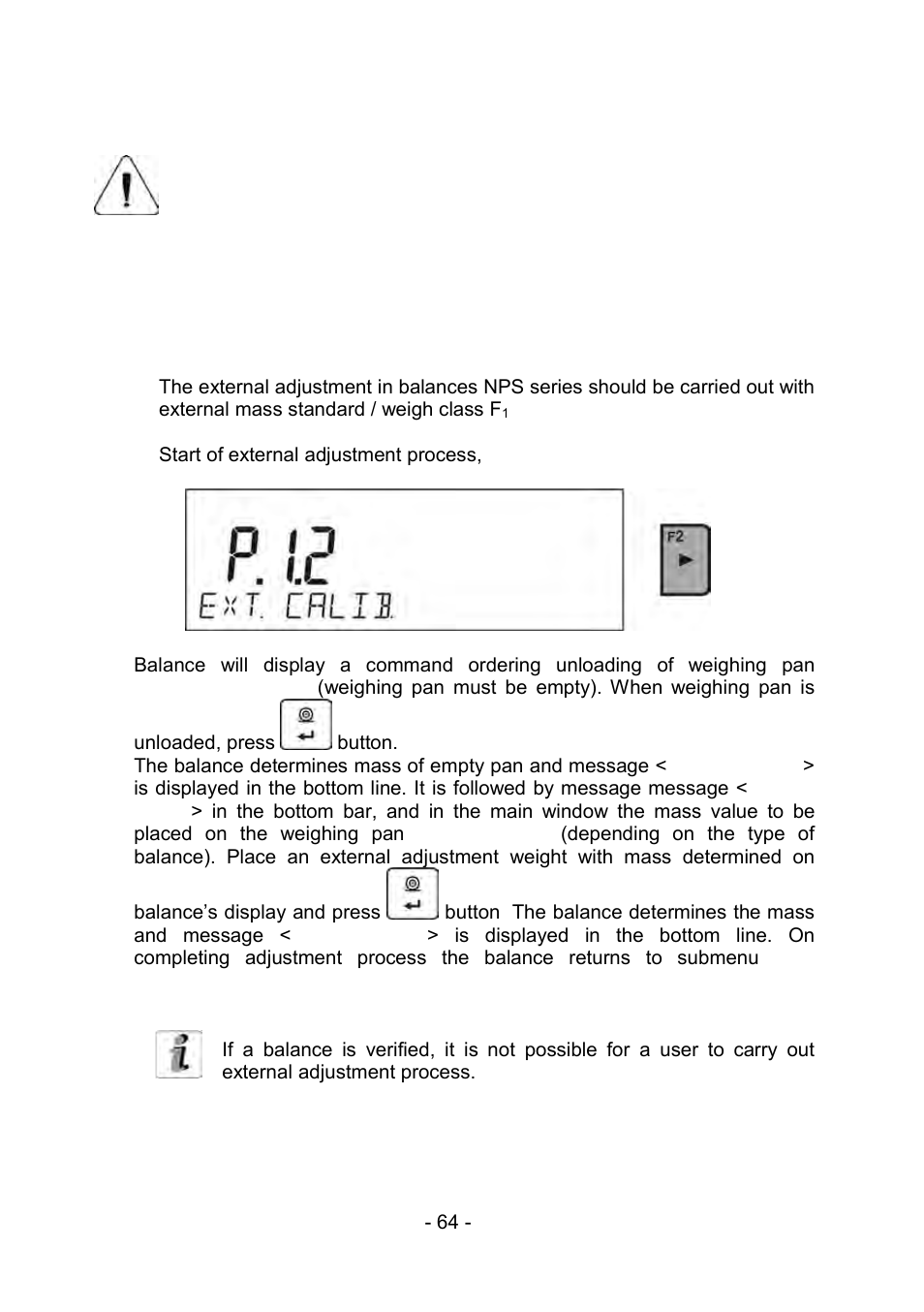 External adjustment | RADWAG PS 510.R2.CT Carat Balance User Manual | Page 64 / 174