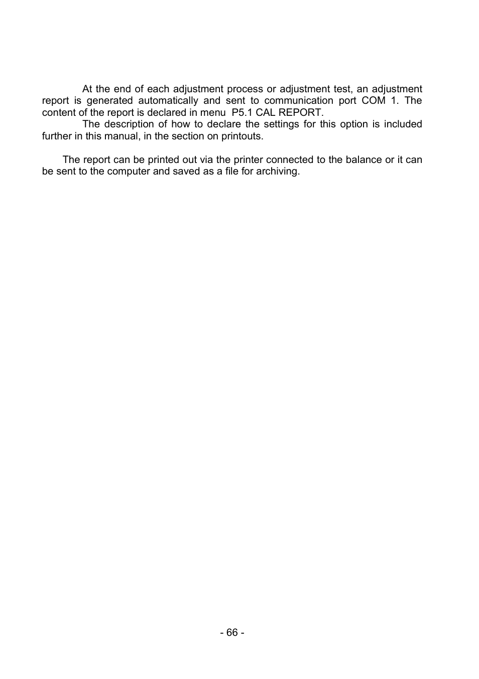 4 adjustment report printout, Adjustment report printout | RADWAG PS 510.R2.CT Carat Balance User Manual | Page 66 / 174
