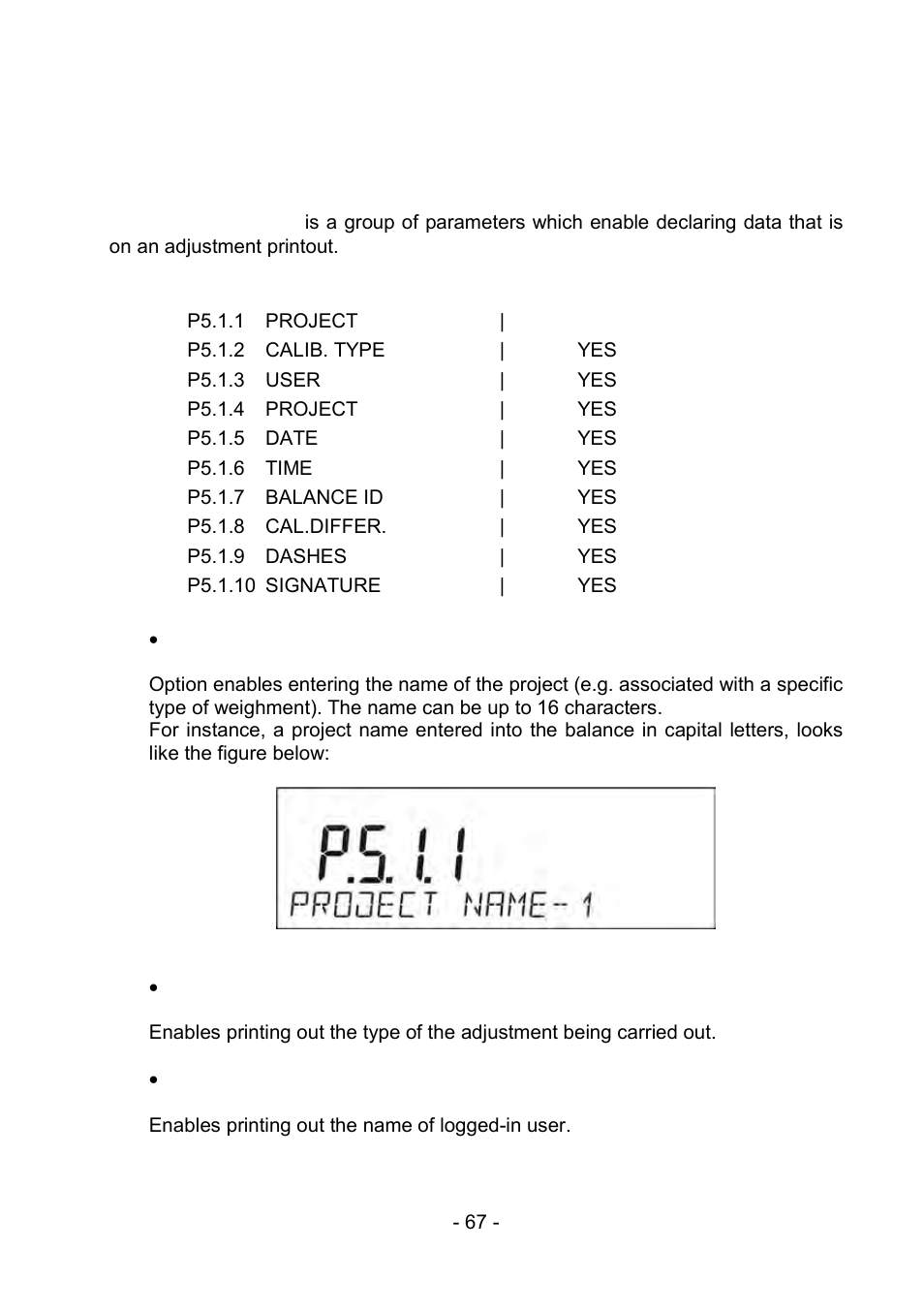 15 determining content of a prinout, 1 adjustment report, Determining content of a prinout | Adjustment report | RADWAG PS 510.R2.CT Carat Balance User Manual | Page 67 / 174