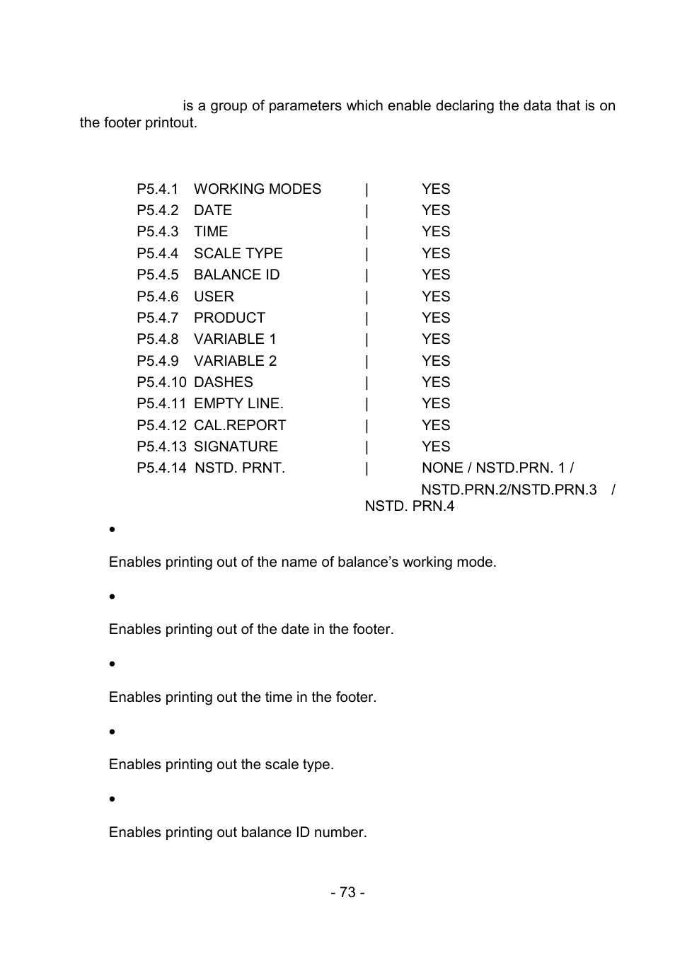 4 footer printout, Footer printout | RADWAG PS 510.R2.CT Carat Balance User Manual | Page 73 / 174