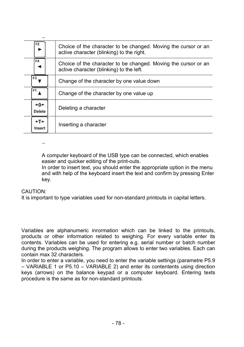 6 variables, Variables | RADWAG PS 510.R2.CT Carat Balance User Manual | Page 78 / 174