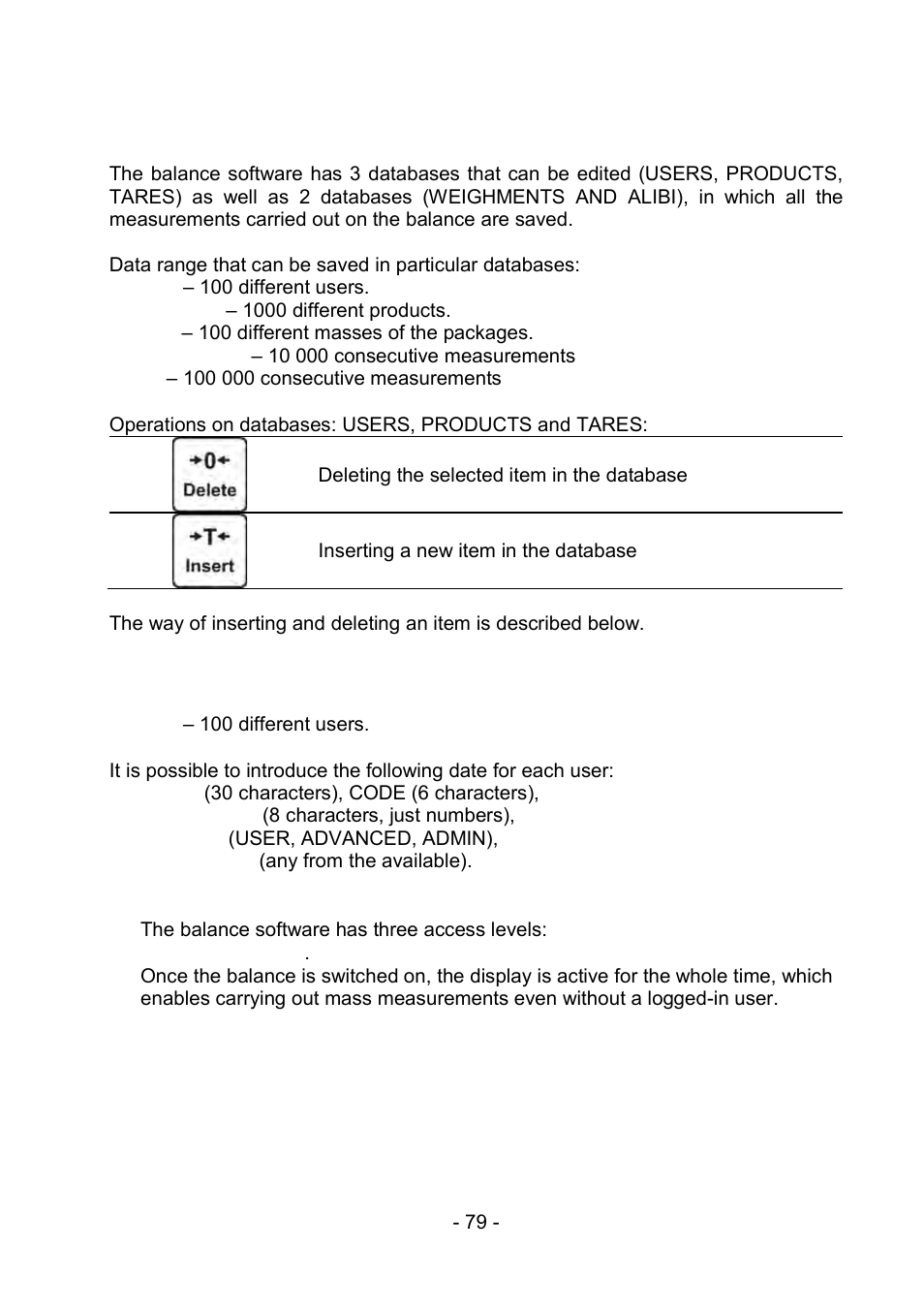 16 database, 1 users, Database | Users | RADWAG PS 510.R2.CT Carat Balance User Manual | Page 79 / 174