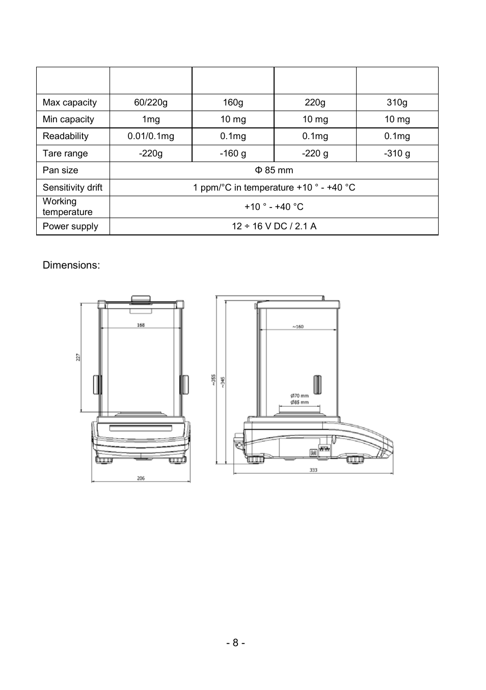RADWAG PS 510.R2.CT Carat Balance User Manual | Page 8 / 174