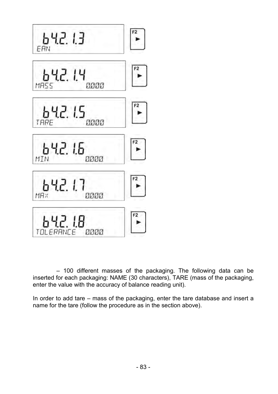 3 tares, Tares | RADWAG PS 510.R2.CT Carat Balance User Manual | Page 83 / 174
