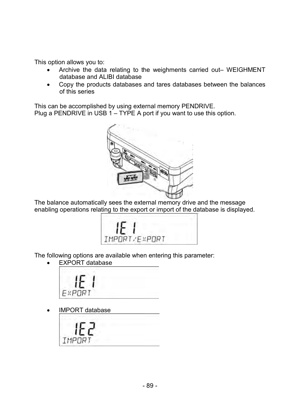 17 export and import of database, Export and import of database | RADWAG PS 510.R2.CT Carat Balance User Manual | Page 89 / 174