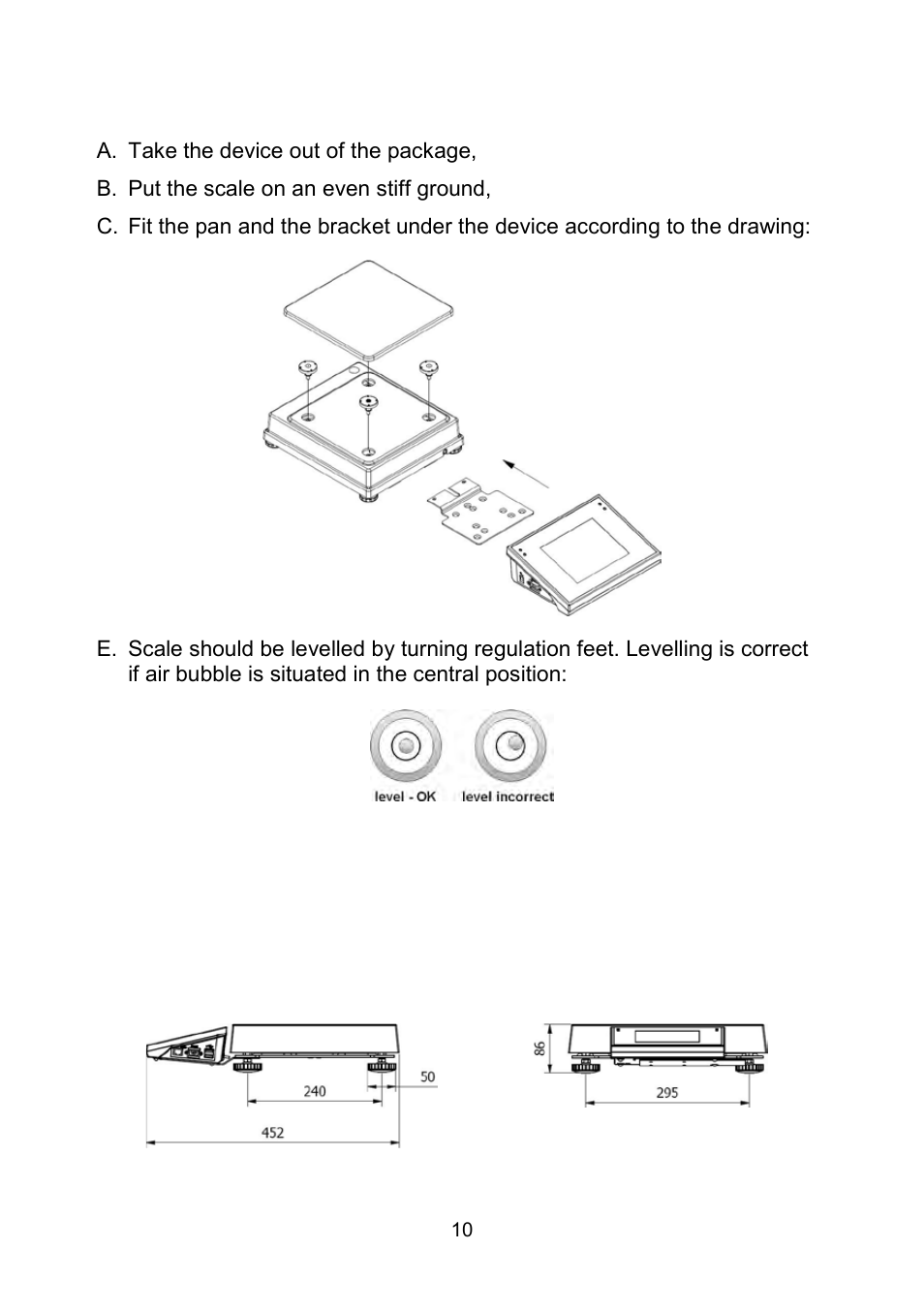 Scales of y/2/d2 series, Scale structure, Main dimensions | Scales of y/c series | RADWAG WLY Scales User Manual | Page 10 / 225