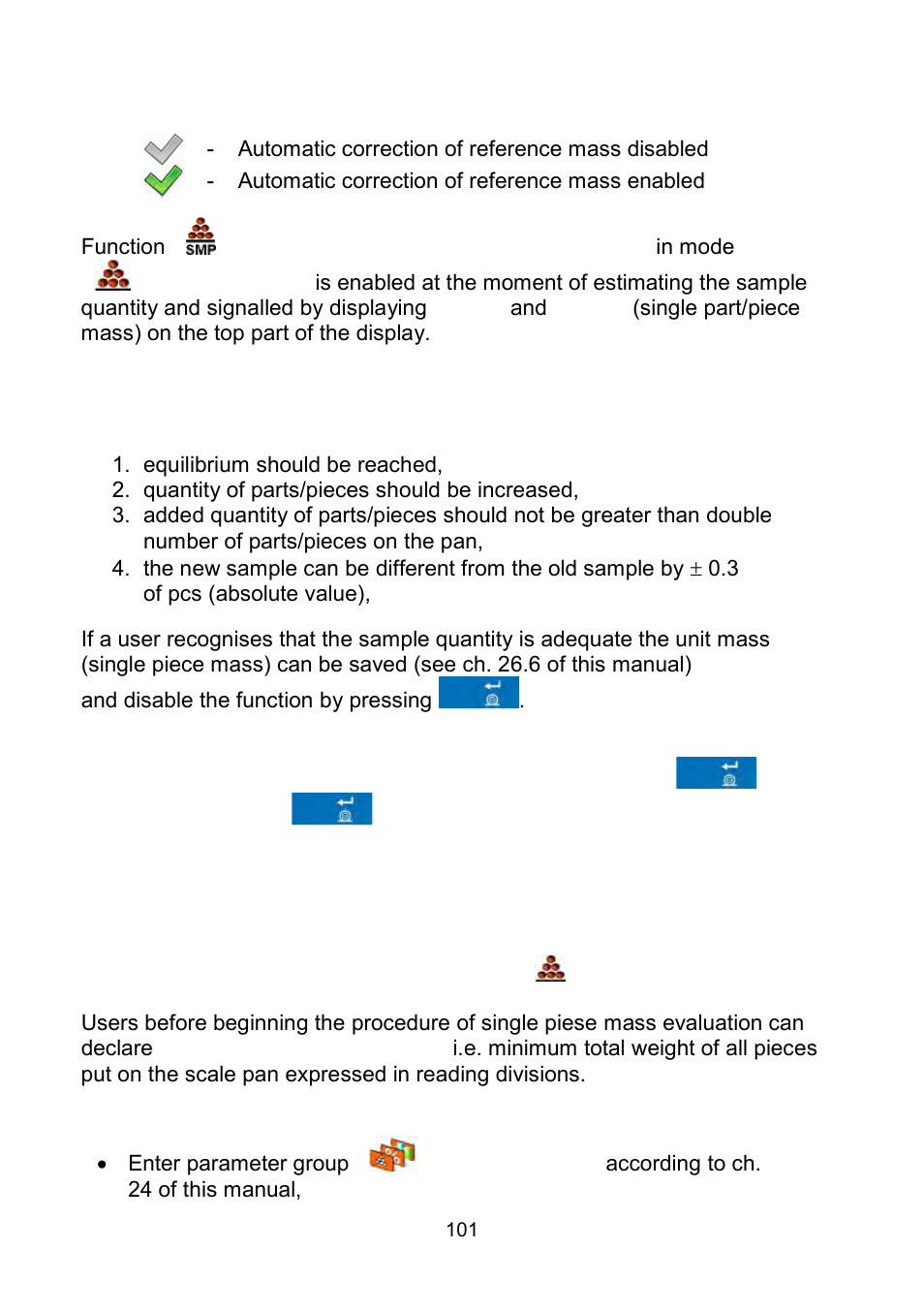 Minimum reference mass | RADWAG WLY Scales User Manual | Page 101 / 225
