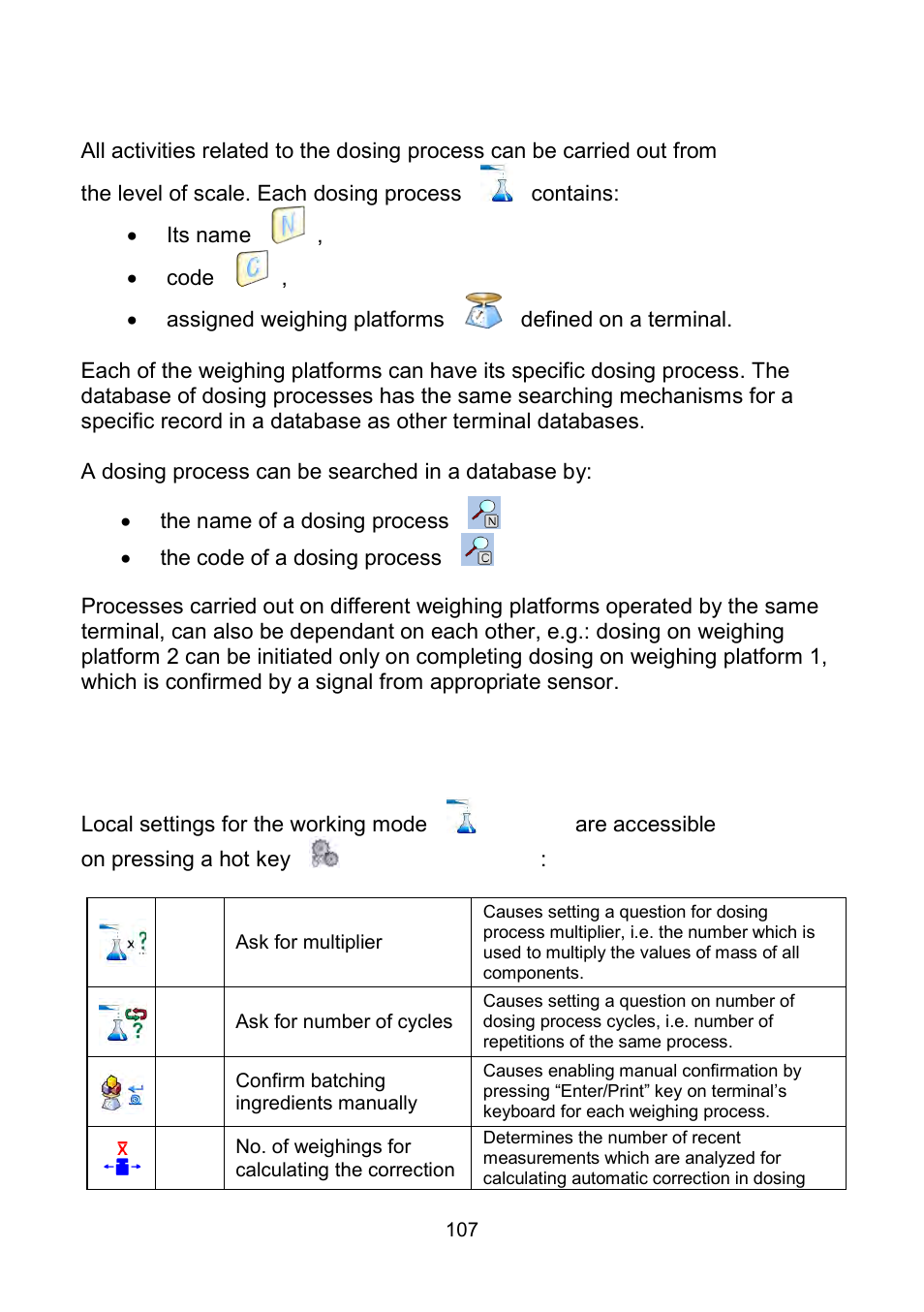 Dosing process structure, Local setting of a working mode | RADWAG WLY Scales User Manual | Page 107 / 225