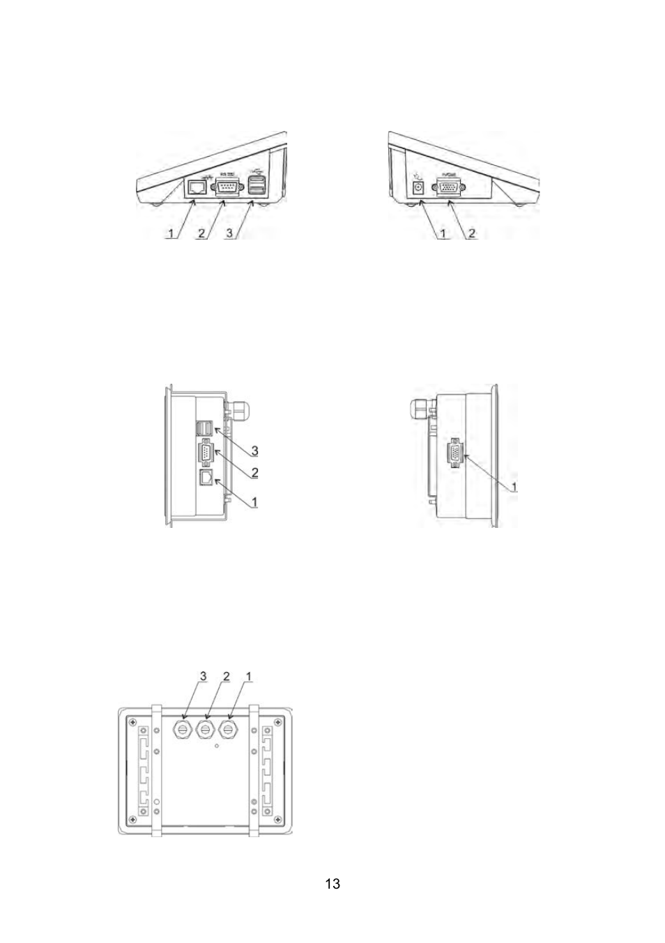Description of connectors, Connectors’ description in pue 7, Connectors’ description in pue 7p | Description of glands pue 7p | RADWAG WLY Scales User Manual | Page 13 / 225
