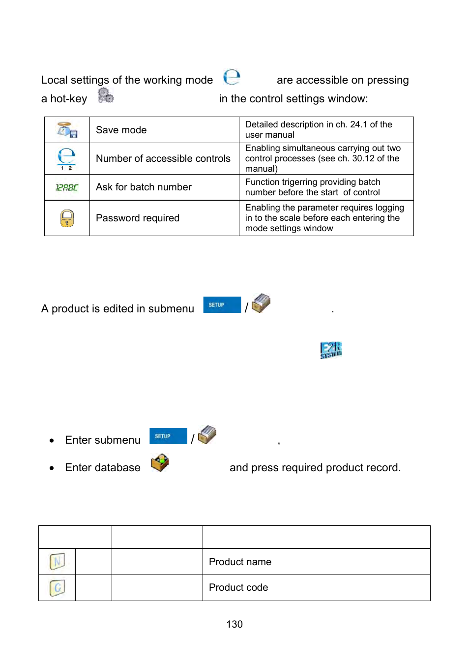 Local setting of a working mode, Editing a product to be controlled | RADWAG WLY Scales User Manual | Page 130 / 225