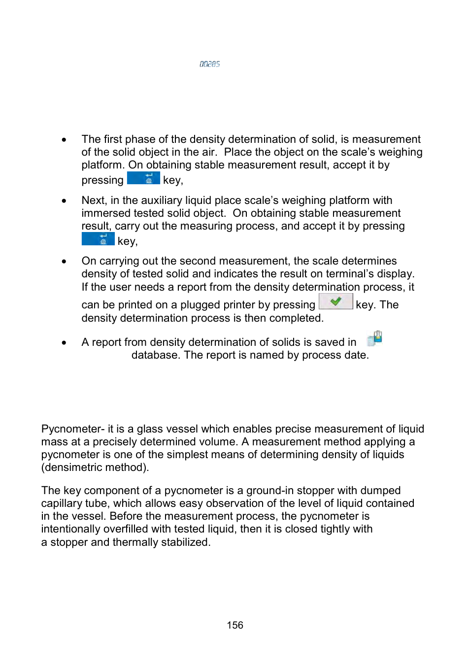 Determining density of pycnometer | RADWAG WLY Scales User Manual | Page 156 / 225
