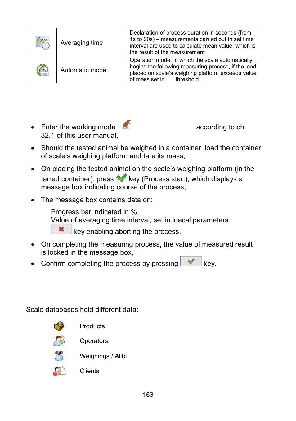 Carrying out animals weighing procedure, Databases | RADWAG WLY Scales User Manual | Page 163 / 225