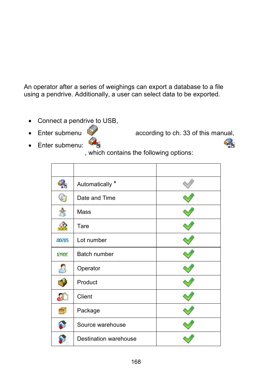 Export a database to a file | RADWAG WLY Scales User Manual | Page 168 / 225