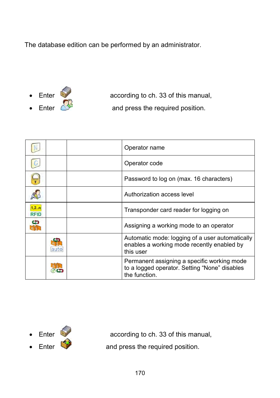 Database edition, Operators’ database, Database of products | RADWAG WLY Scales User Manual | Page 170 / 225